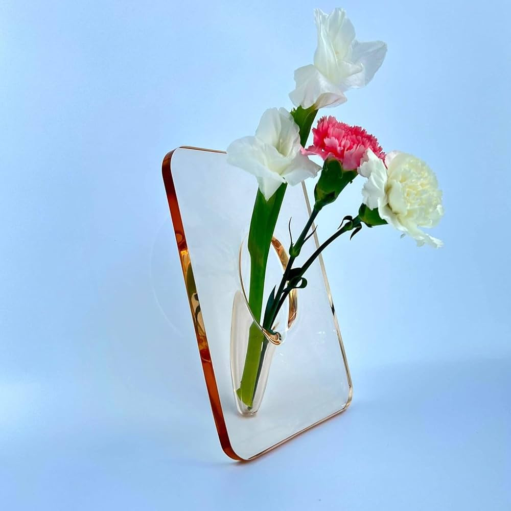 Clear Acrylic Flower Vase Rectangular，Acrylic Frame Vase ，Art Deco Vase，Decoration of Conso... | Amazon (US)