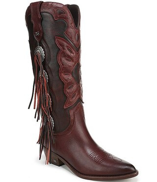 Sam Edelman Rhett Leather Concho Ornamented Tassels Western Tall Boots | Dillard's | Dillard's