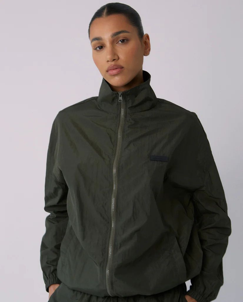 Nylon Track Jacket - Khaki Green | Adanola UK