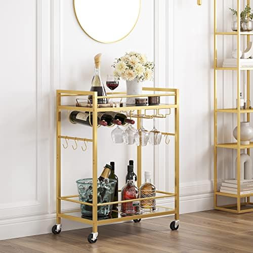 Amazon.com - TUTOTAK Bar Cart, Serving Cart for Home, Microwave Cart, Drink Cart, Mobile Kitchen ... | Amazon (US)