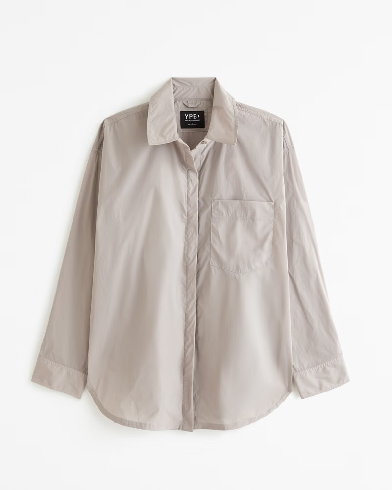 Women's YPB Crinkle Nylon Button-Up Shirt | Women's Active | Abercrombie.com | Abercrombie & Fitch (US)