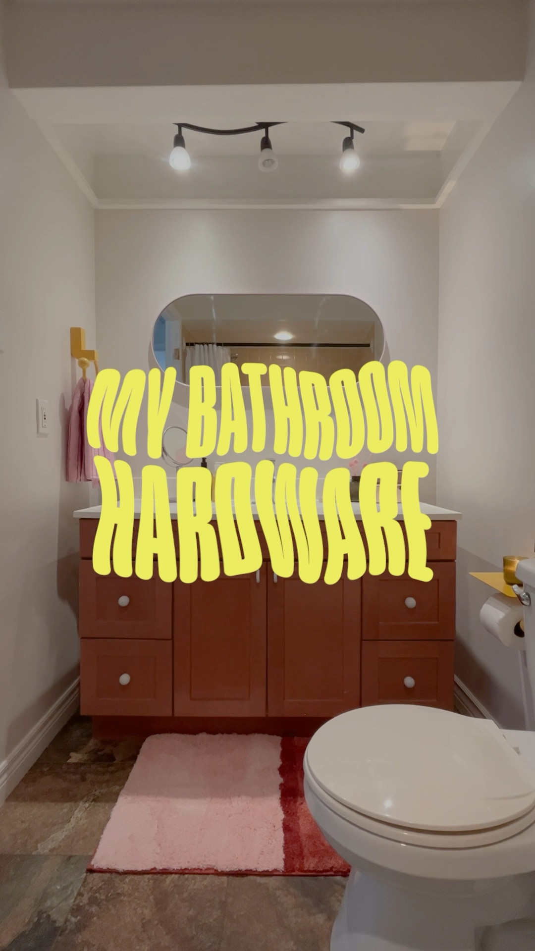 my yellow and pink themed bathroom hardware!

#LTKVideo #LTKCyberWeek #LTKhome