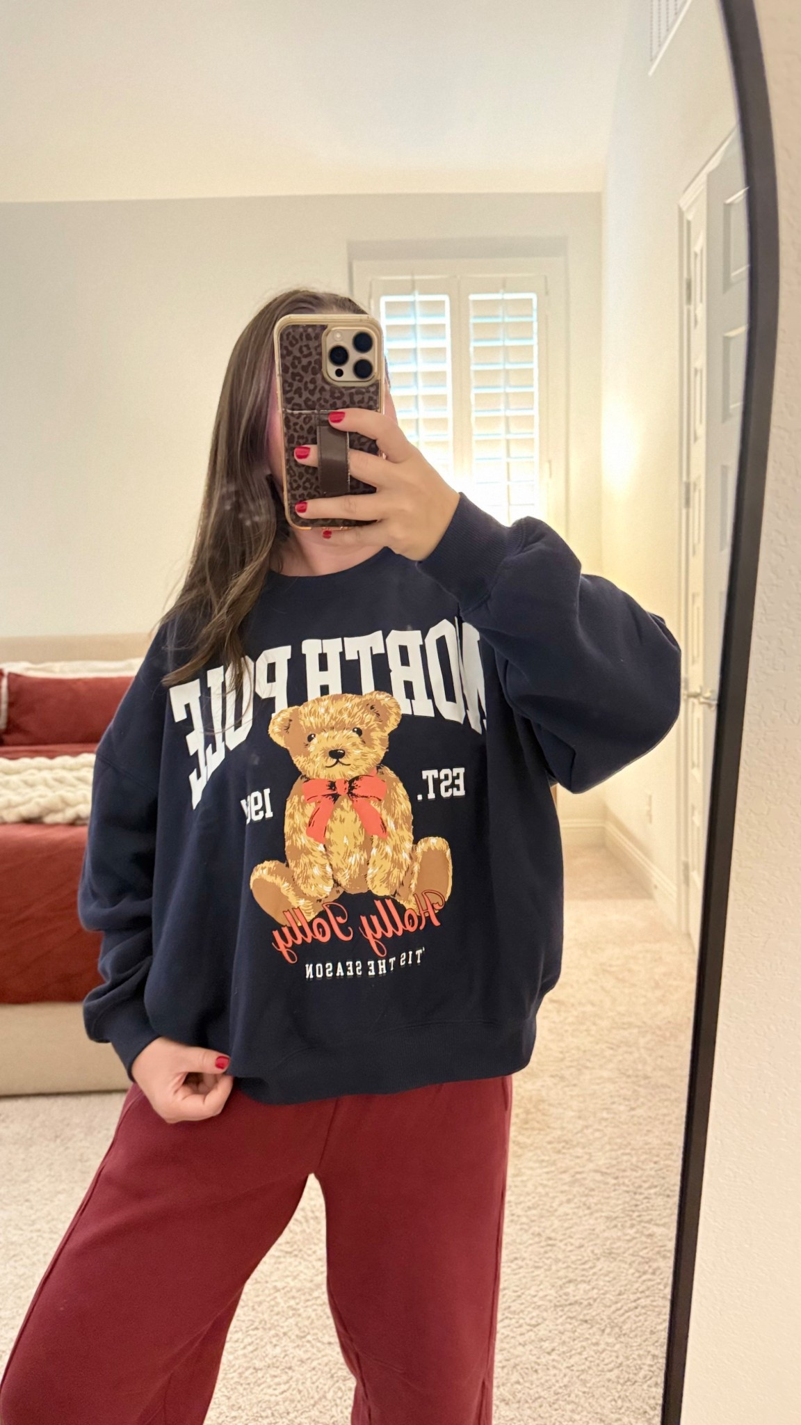 comfy and cute mom ootd!! 🧸 this crewneck from target is so cute for the holidays! I would size up 1-2 sizes for an oversized fit. I’m typically a medium and I’m in an XL. 

Target finds, aerie sweats, aerie sweatpants, aerie favorites, target ootd, target clothes, Christmas crewneck, mom outfit, comfy outfit 

#LTKootd #LTKHoliday #LTKmomlife