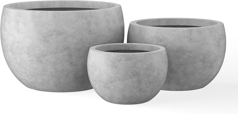 Kante 19.9",15.7",11.8" Dia Round Concrete Planter Set of 3, Outdoor/Indoor Large Bowl Plant Pots... | Amazon (US)