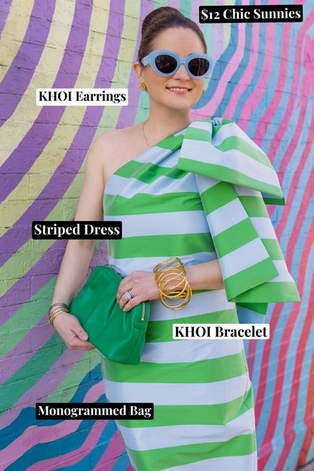 Designer meets attainable finds. Love this striped special occasion dress, monogrammed bag that’s the perfect holiday gift, and statement jewelry by KHOI. 

#LTKwedding #LTKover40 #LTKHoliday