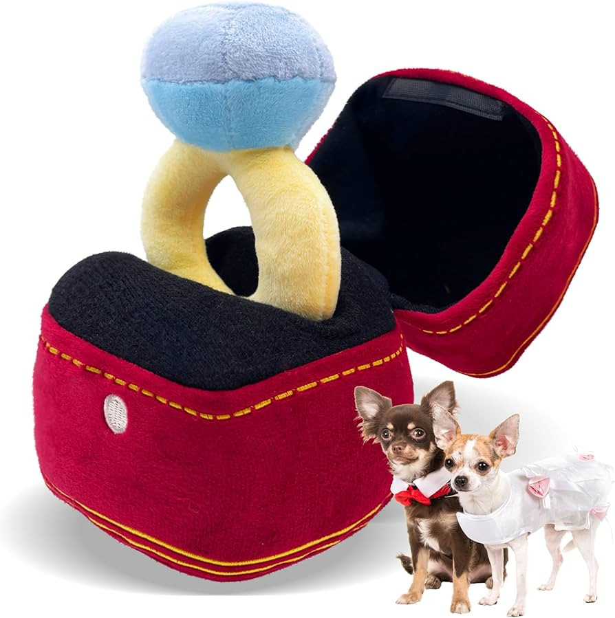Christmas Dog Wedding Toy Engagement Plush Ring Box for Dog Birthday Gifts, Funny Plush Toys Sque... | Amazon (US)