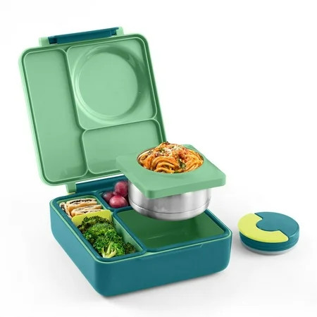 OmieBox Bento Box for Kids - Insulated Bento Lunch Box with Leak Proof Thermos Food Jar - 3 Compartments, Two Temperature Zones - (Meadow) by OmieLife | Walmart (US)