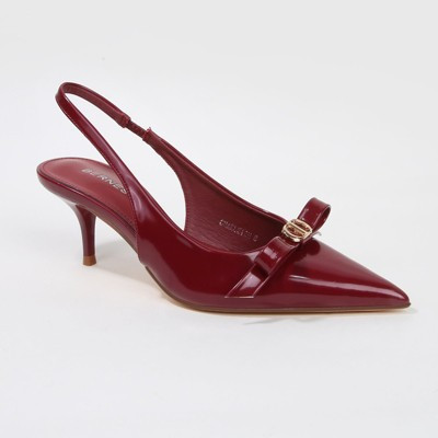 Berness Women's Charleigh Slingback Kitten Heels with Bow Detail Burgundy 9 | Target