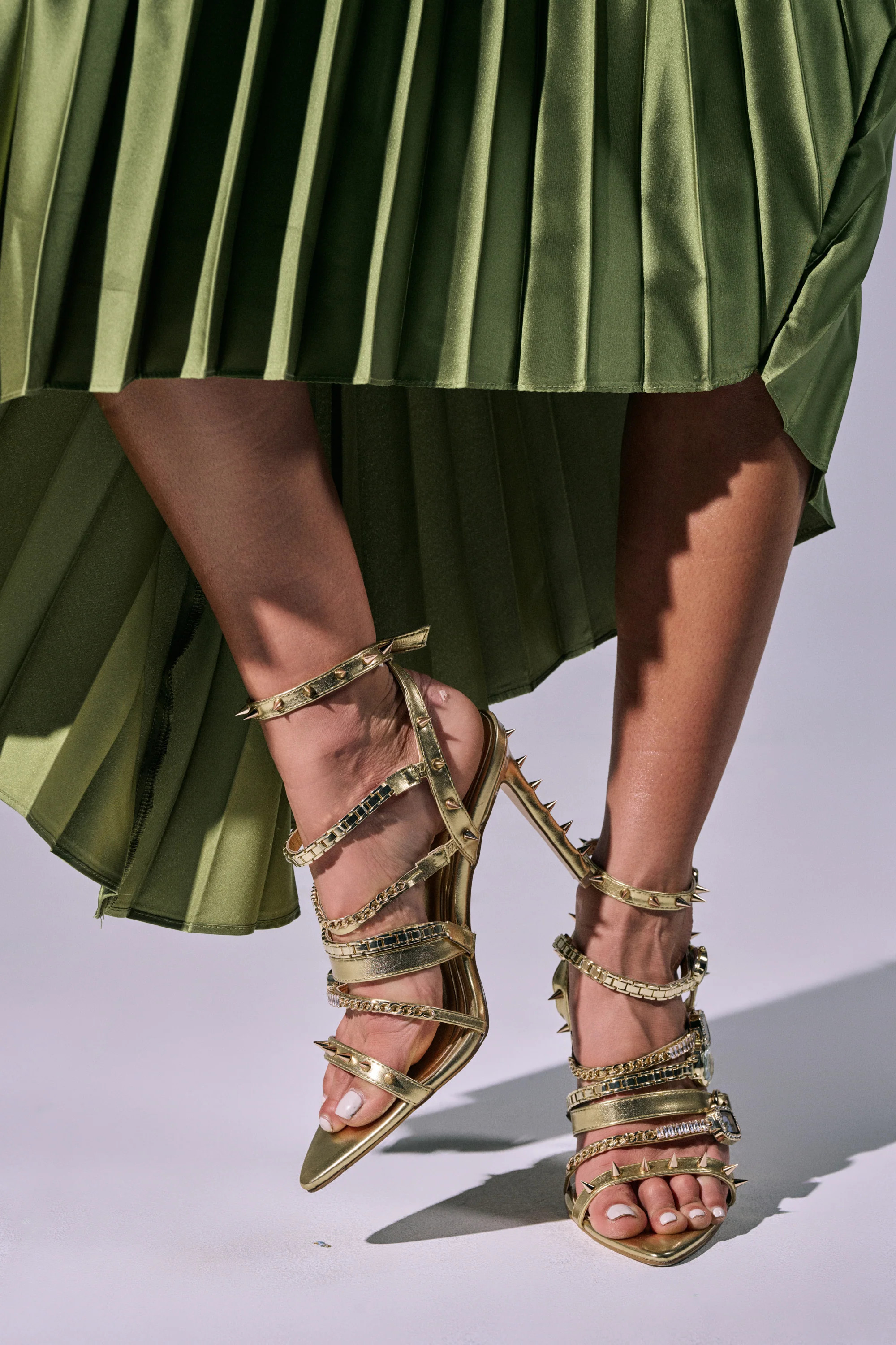 AKIRA GOLD SYDONIC GOLD WATCH STILETTO SANDAL | AKIRA