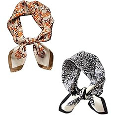 FONYVE Silk Feeling Scarf Medium Square Satin Head Scarf for Women 27.5 × 27.5 inches | Amazon (US)