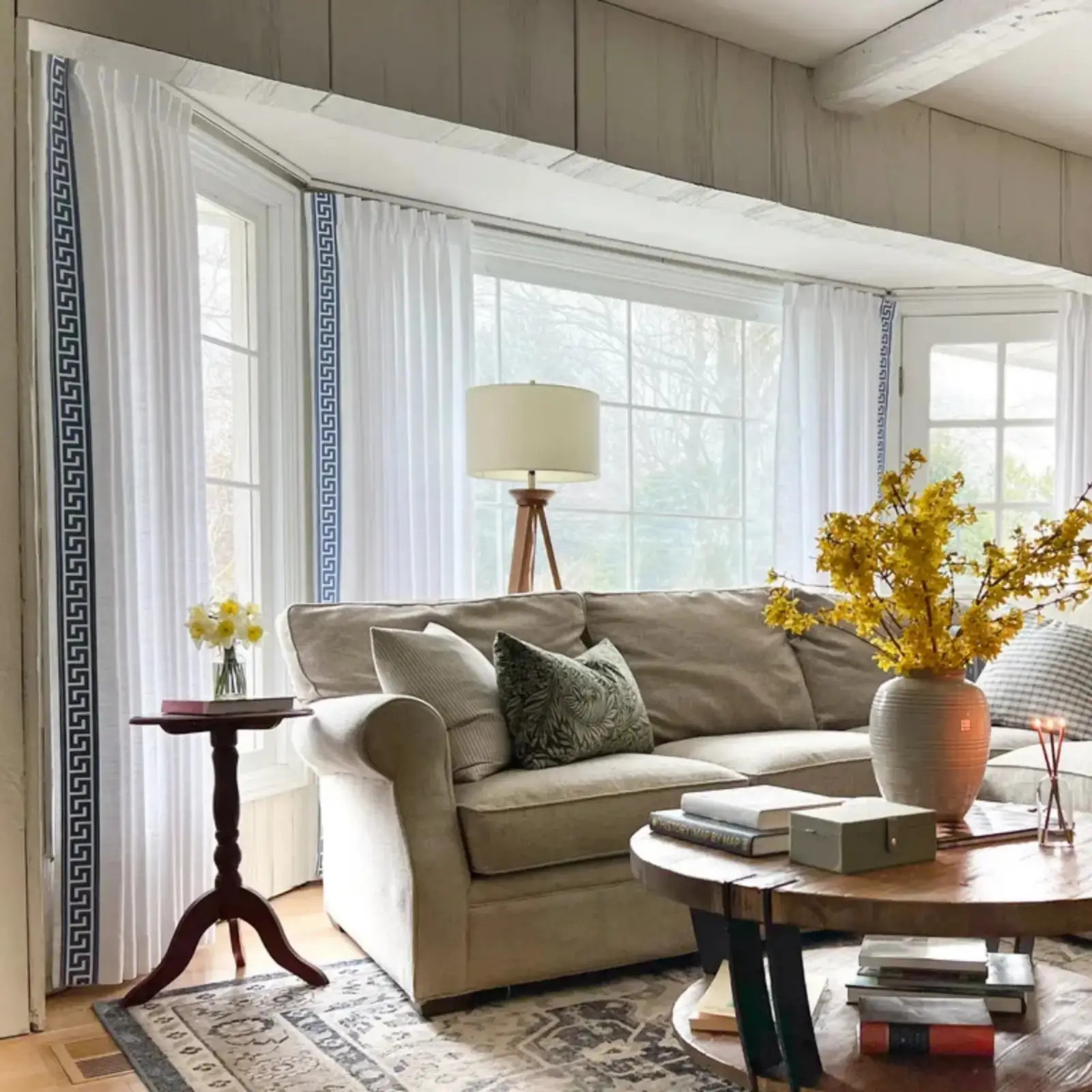 Liz Linen Curtains with Border Trim (Sold per Pair) | TWOPAGES