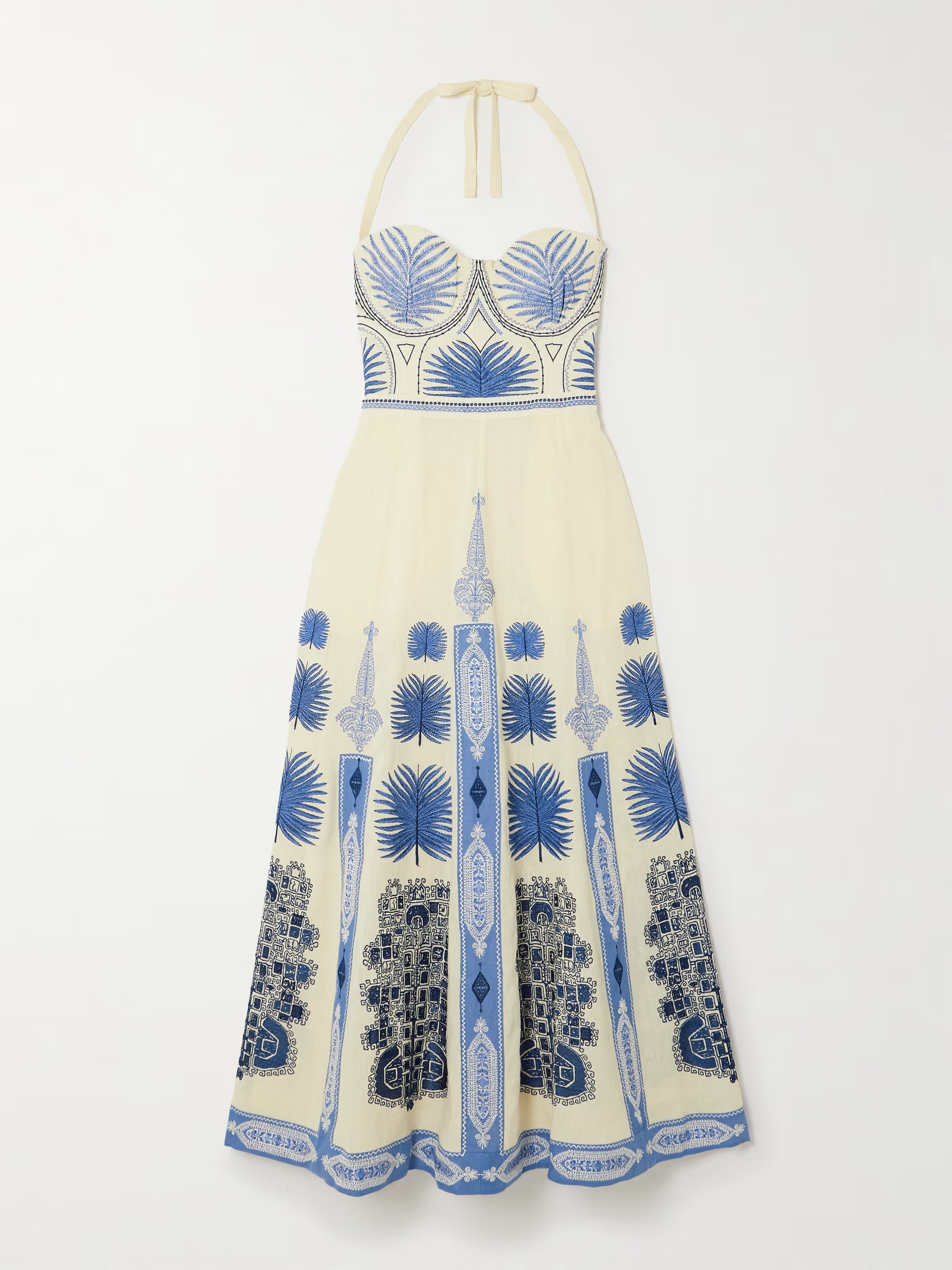 Lotty Chios embroidered linen and cotton-blend midi dress | NET-A-PORTER (US)