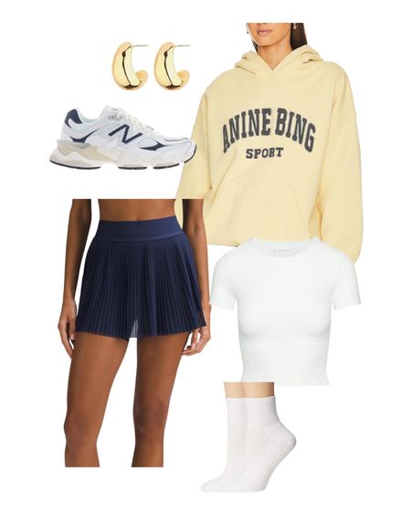 Tennis Skirt Outfit, Everyday Outfit, Hot Girl Walk Fit | Tee is Aritzia TnaBUTTER Bound T-Shirt