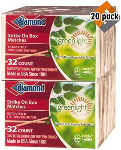 Diamond Greenlight Strike on Box Matches, 32 Count (Pack of 20) | Amazon (US)