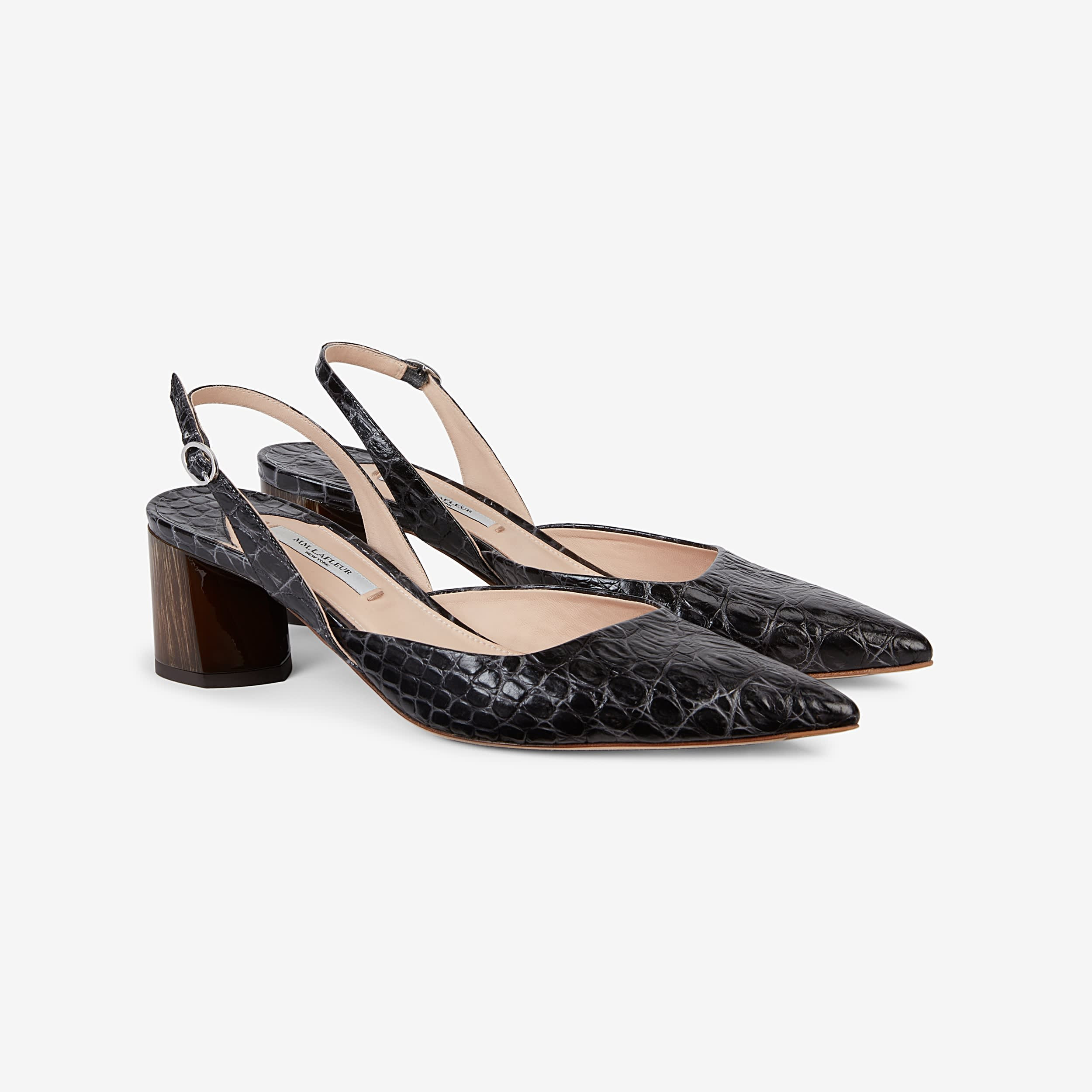 Irene Slingback - Embossed Croc :: Onyx | MM LaFleur