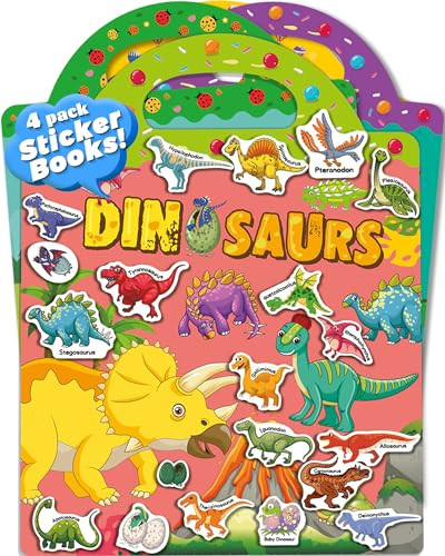 4 Pack Reusable Sticker Book for Toddlers, Toddler Sticker Book for Kids, Toddler Activities Crafts Preschool Learning Travel Birthday Gifts for Boys Girls | Amazon (US)