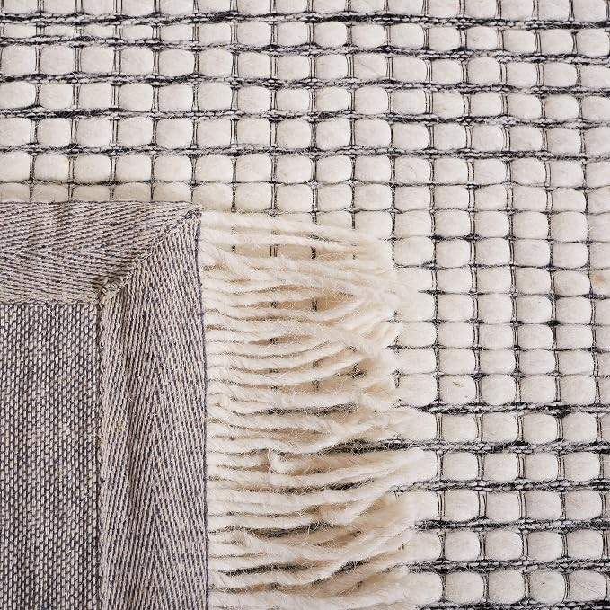 SAFAVIEH Marbella Collection Area Rug - 8' x 10', Ivory & Black, Handmade Fringe Wool, Ideal for ... | Amazon (US)