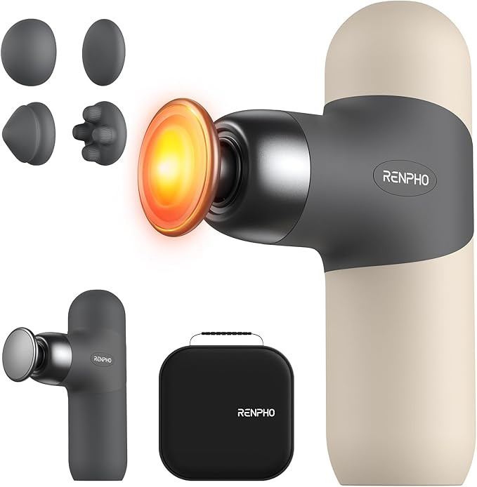 RENPHO Mini Thermal Massage Gun with Heat, Portable Deep Tissue Percussion Massager, Color Silico... | Amazon (US)