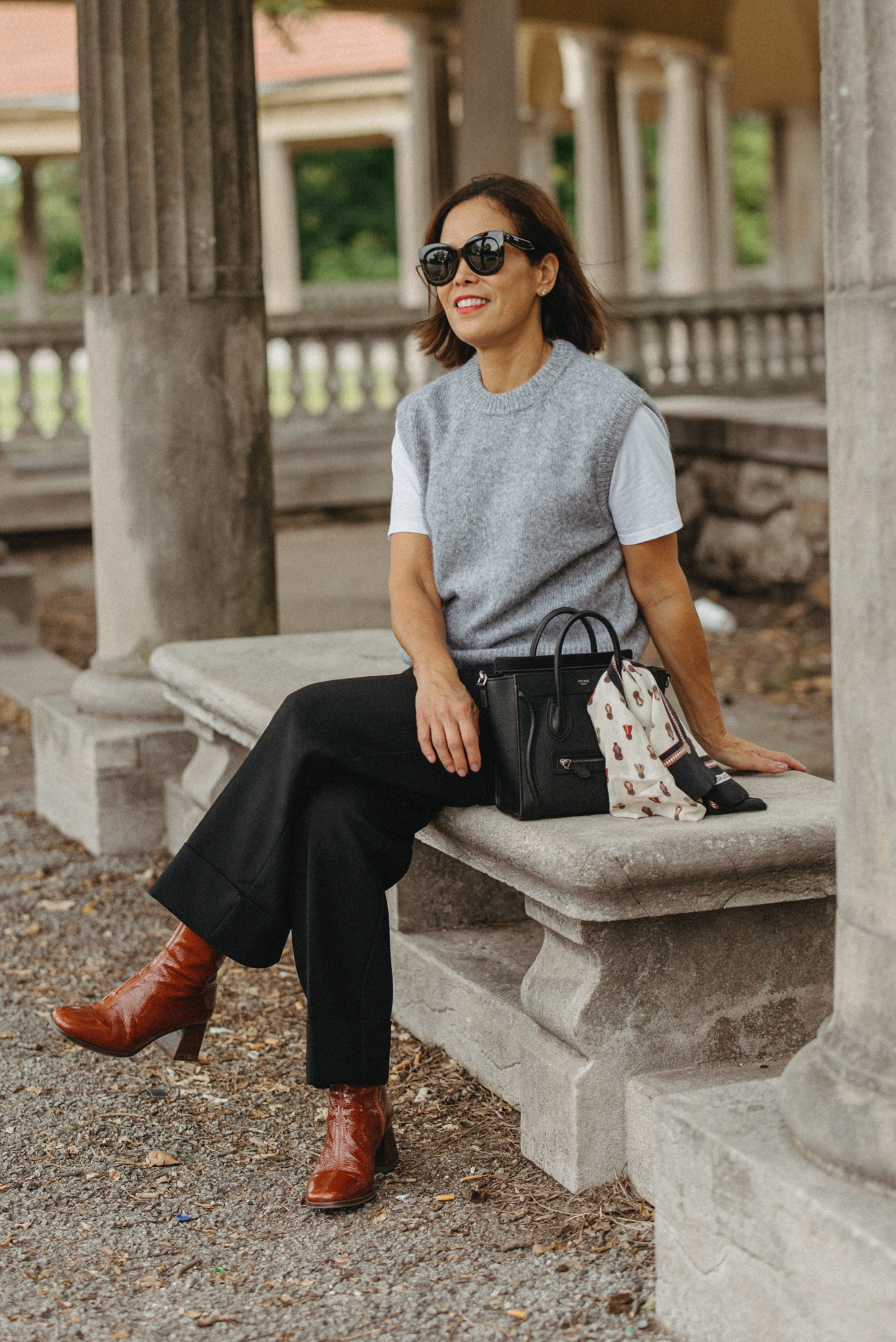 Fall Outfit
Sèzane Samuel Jumper- wearing size small
Sèzane Damon Trouser- true to size 
J. Crew Vintage Tee- wearing medium 
Sèzane Axelle Boots- true to size 

#LTKSeasonal #LTKOver40 #LTKStyleTip