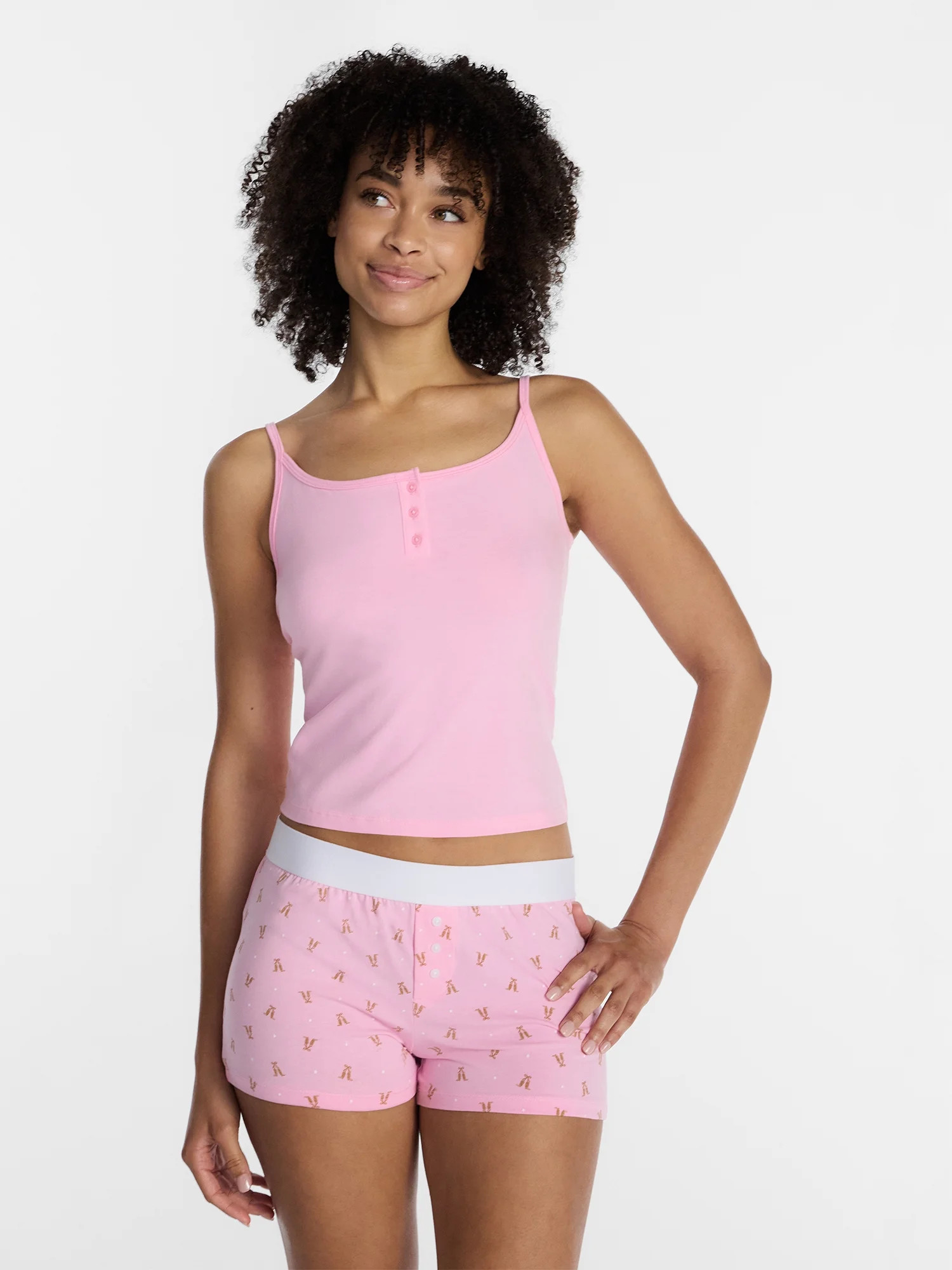 No Boundaries Sleepwear Cami and Boxer Shorts Set, 2-Piece, Women’s and Women’s Plus XXS-2X | Walmart (US)