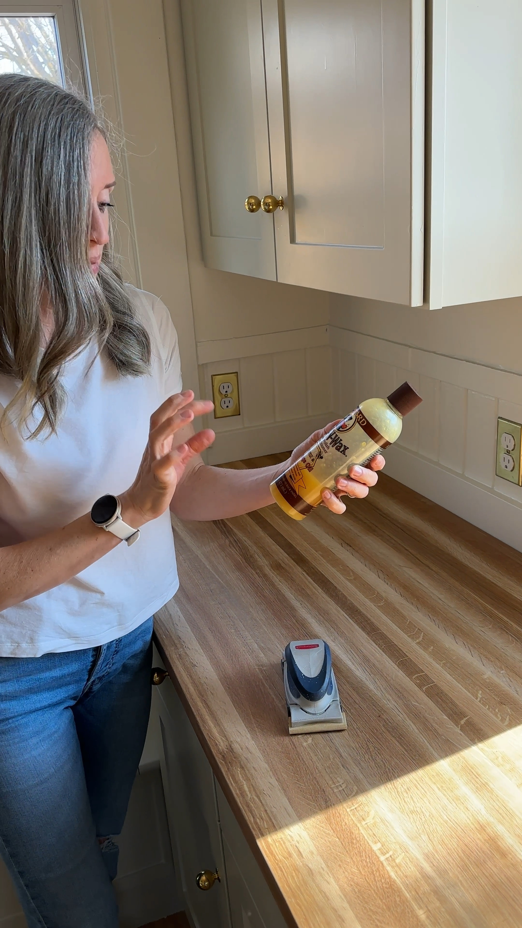 How we finish butcher block countertops…and ‘refinish’ them whenever they look dry. 

We’ll switch to the food grade conditioner once our penetrating oil runs out
