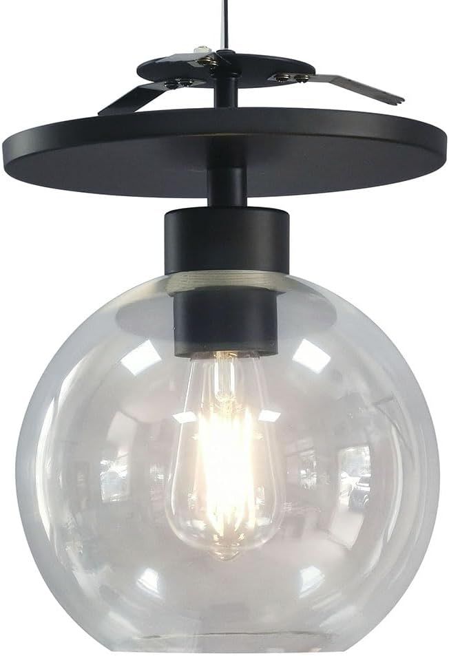 WORTH HOME PRODUCTS - Instant Semi Flush Conversion Kit - Matte Black with Clear Glass Globe Shad... | Amazon (US)