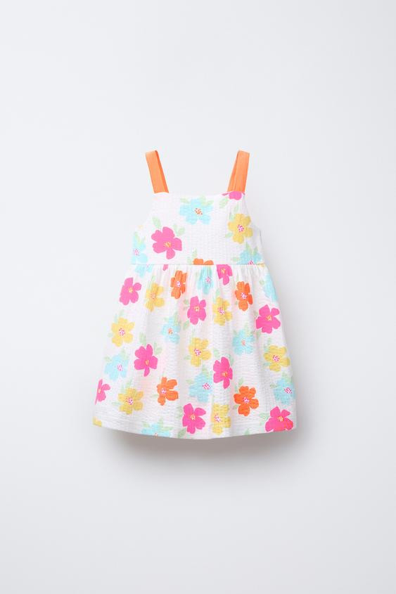 TEXTURED PRINTED BOW DRESS | Zara US