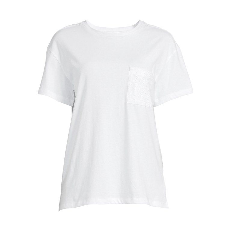 Time and Tru Women’s Tee with Woven Chest Pocket, Sizes XS-3XL | Walmart (US)