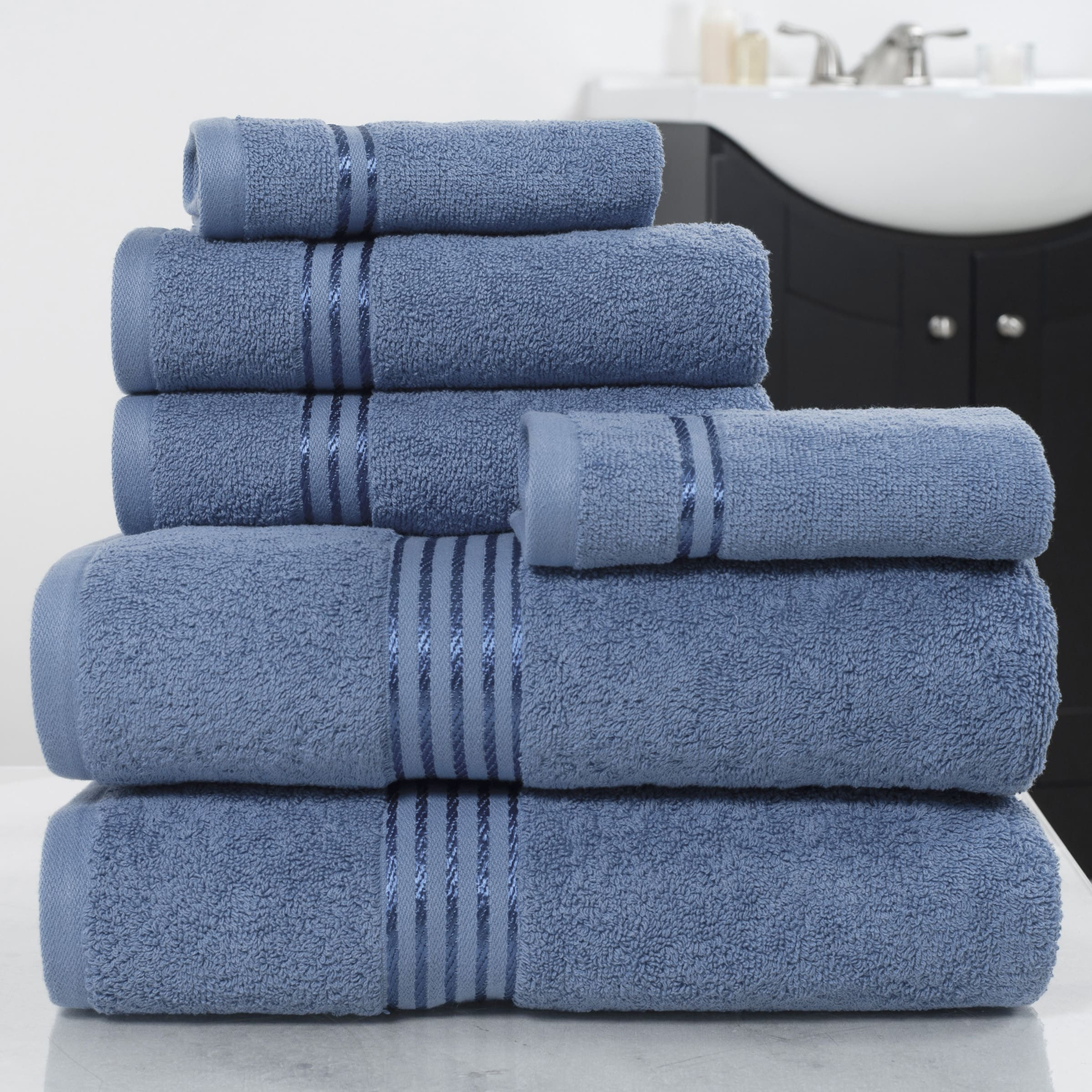 Hastings Home 18-Piece Blue Cotton Bath Towel Set one_size | 67-0016-B-3 | Lowe's