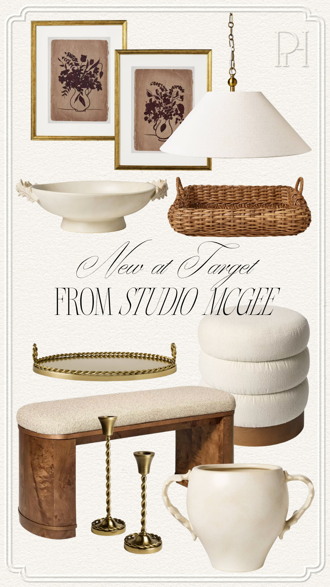 NEW arrivals from Studio McGee at Target!

home decor, home accents, neutral furniture, living room furniture, upholstered bench, ottoman, footrest, foot stool, wall art, artwork, pendant lighting, kitchen lighting, dining lighting, brass tray, gold tray, decorative bowl, neutral bowl, off-white bowl, centerpiece bowl, autumn decor, fall decor, fall home, woven tray, small basket, white vase, neutral vase, brass candlesticks, gold candle holders 

 #LTKSeasonal #LTKHome