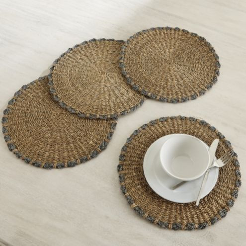 Cora Woven Chargers Set of 4 with Scalloped Edge & Natural Fibers | Ballard Designs, Inc.