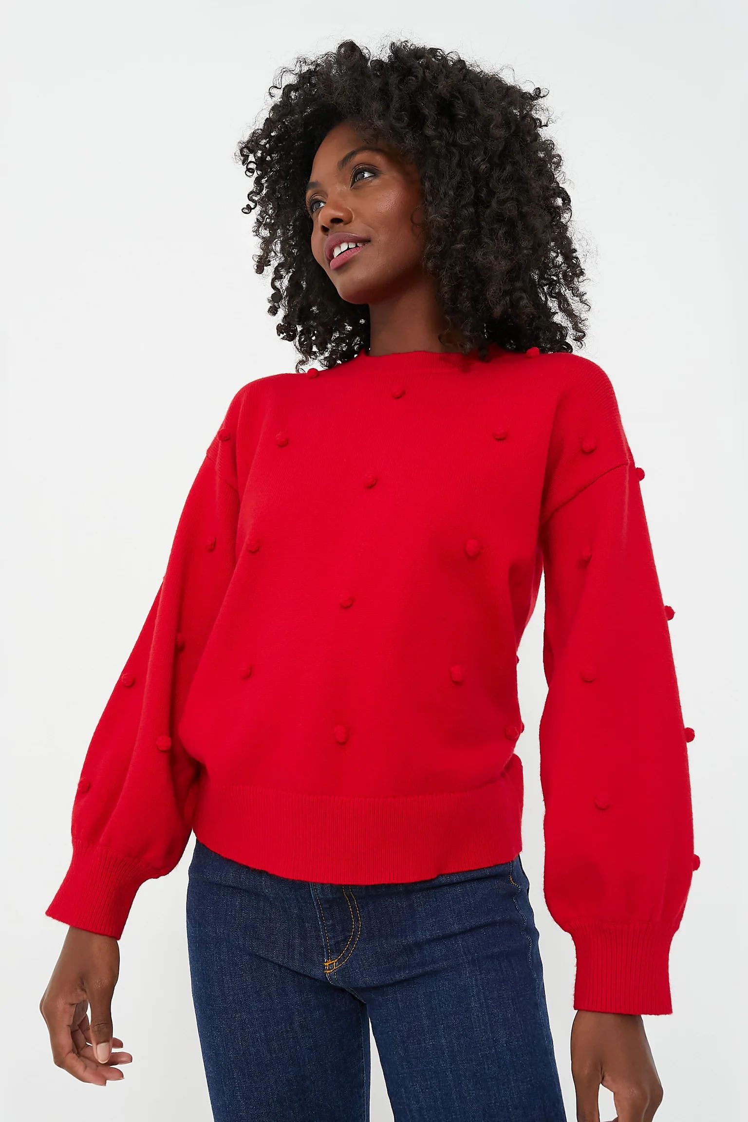Red Pom Pom Melinda Crewneck Sweater | Tuckernuck (US)