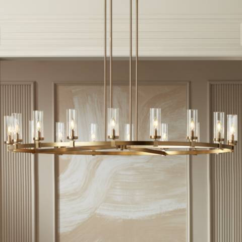 Stiffel Aron 60" Wide 18-Light Modern Brass Finish Ring Chandelier | Lamps Plus