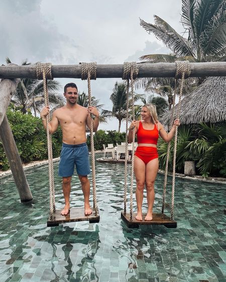 Red two piece in Cancun 