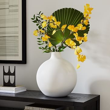 Faux Yellow Ginkgo Branch, Ficus &amp; Fan Palm Branch Bouquet | West Elm (US)
