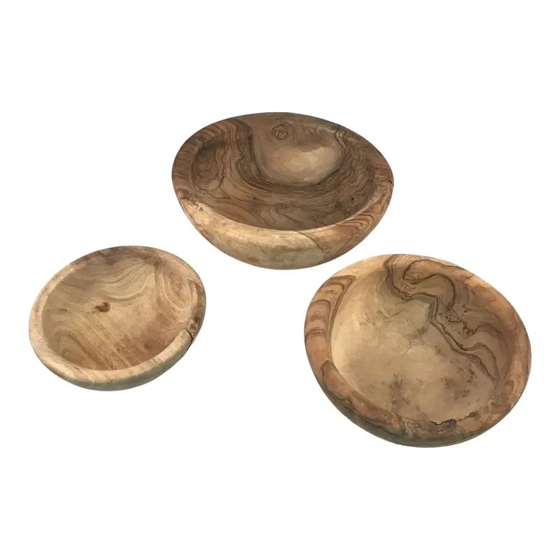 Nesting Maple Burl Wooden Bowls - Set of 3 | Chairish