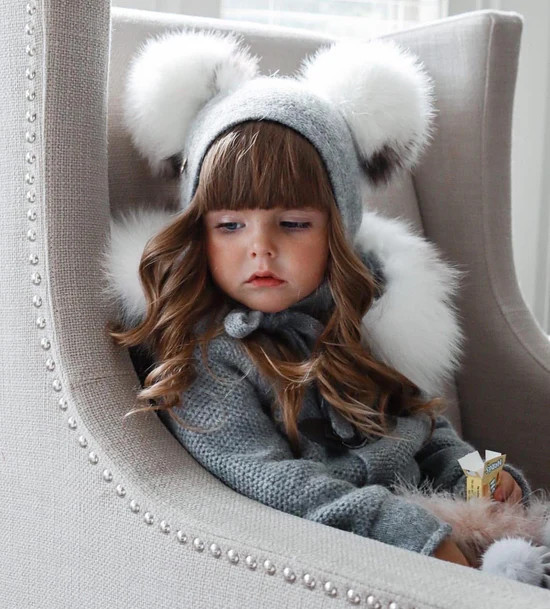 Honeycomb Grey Cashmere Bonnet | petite maison kids