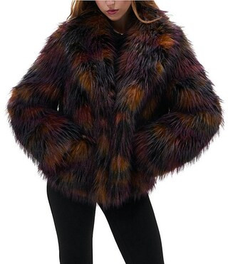 Remme Faux Fur Abstract Print Shawl Collar Oversize Fit Jacket | Dillard's