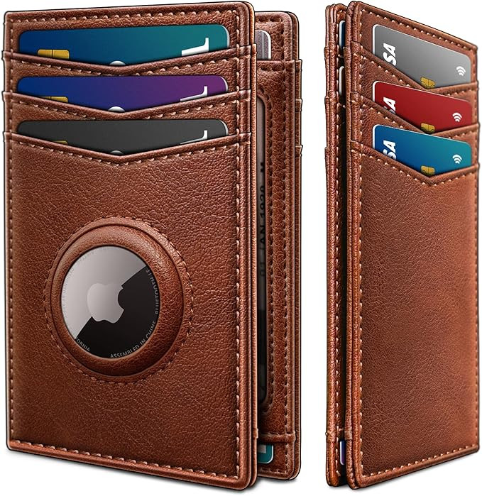miyozi Airtag Slim Leather Wallet for Men - 12-Card Capacity, Magnetic Closure, Money Clip & Simp... | Amazon (US)