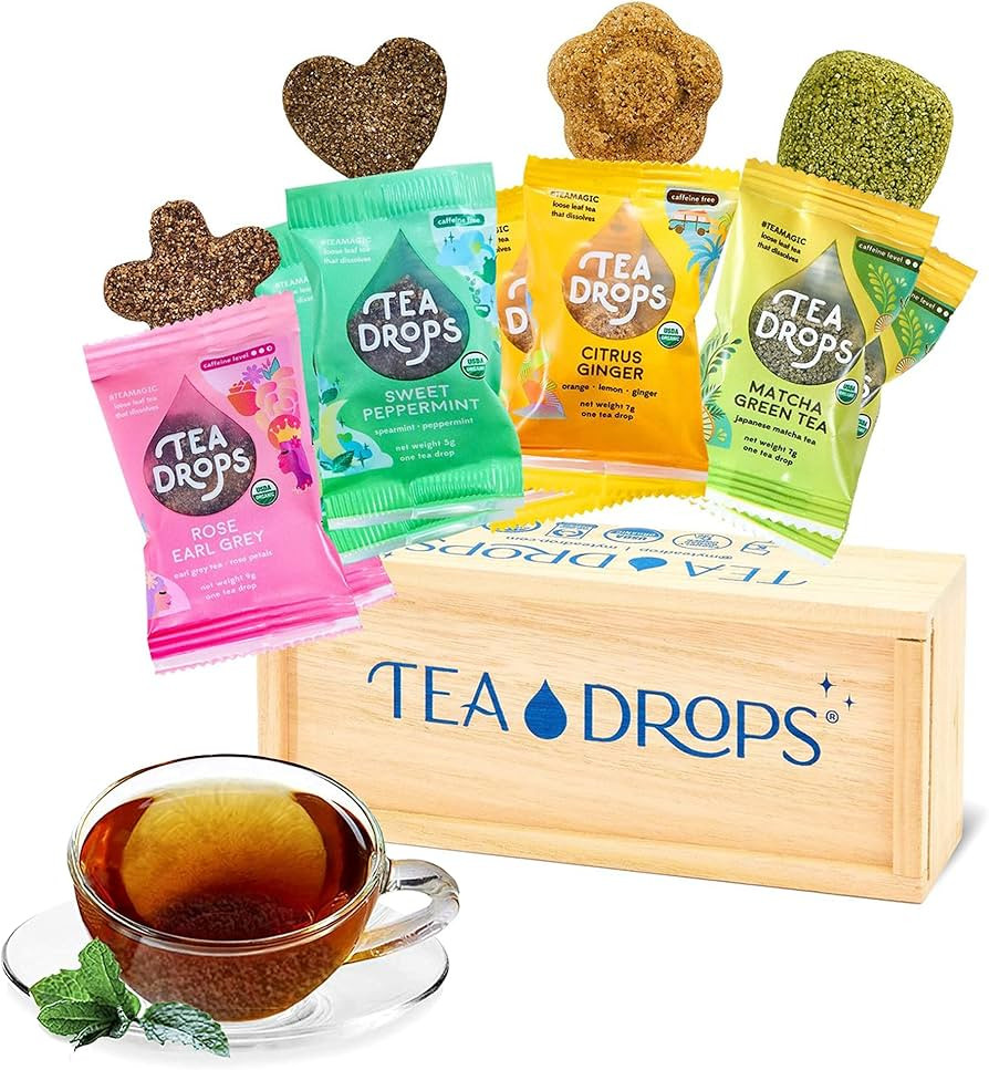 Tea Drops Lightly Sweetened Loose Leaf Tea Gift Box | Bagless Caf/Decaf Tea Assortment Includes M... | Amazon (US)