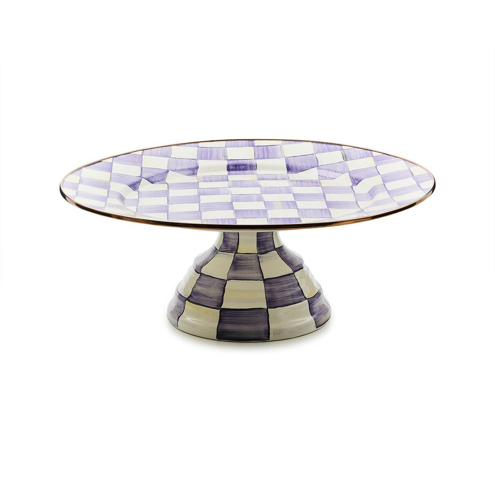 Violet Check Large Pedestal Platter | MacKenzie-Childs