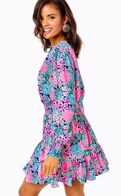 NWT Lilly Pulitzer Cristiana Dress Oyster Bay Navy Always Be Blooming Size 8! | eBay US