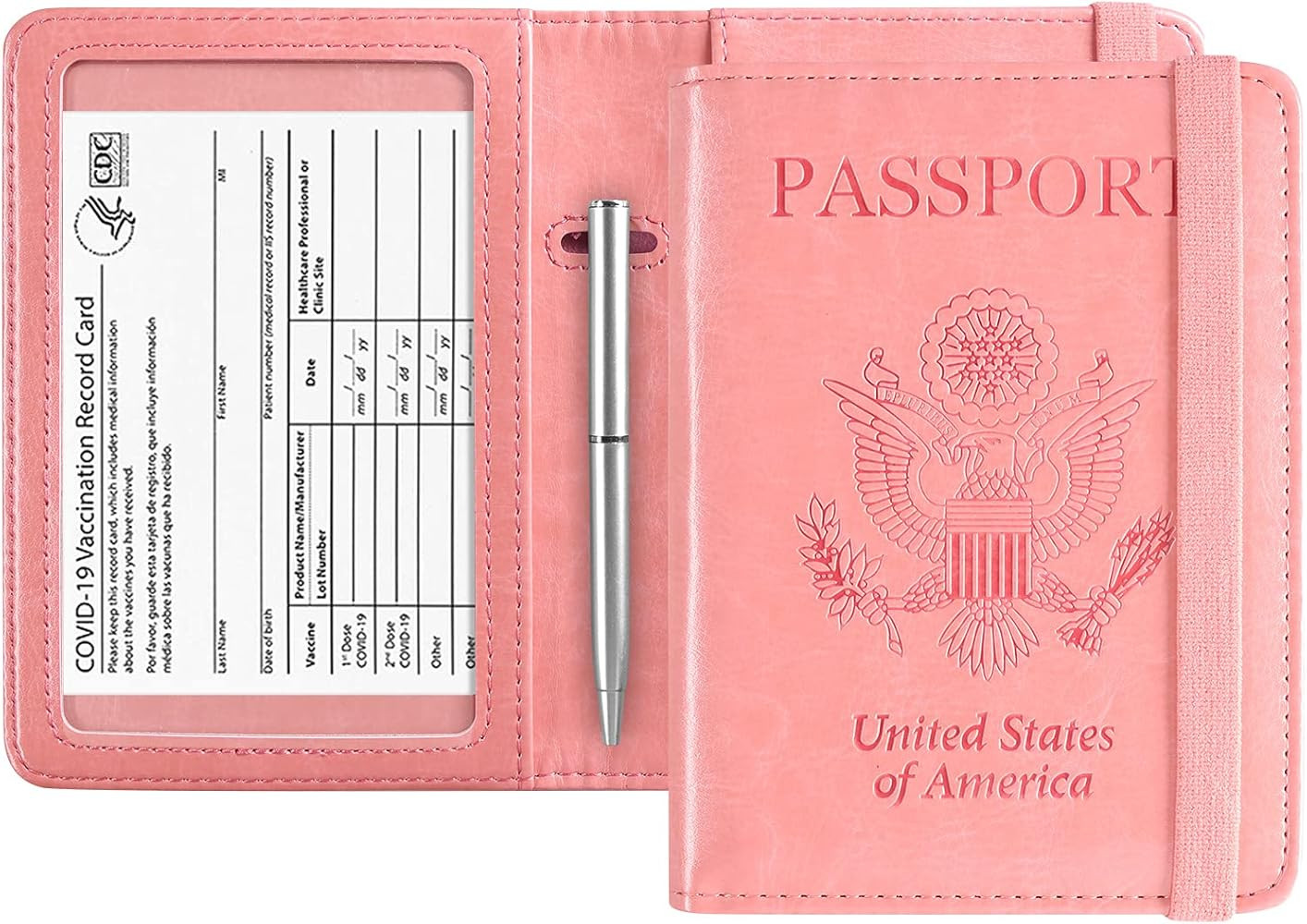 ACdream Passport and Vaccine Card Holder Combo, Cover Case with CDC Vaccination Card Slot, Leather T | Amazon (US)