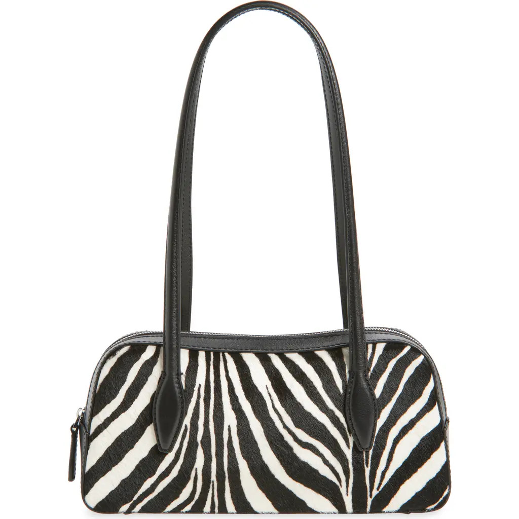Madewell The Mini Top Zip Genuine Calf Hair Shoulder Bag in True Black Multi at Nordstrom | Nordstrom