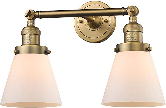 Innovations 208-BB-G61-LED 2 Light Vintage Dimmable LED Bathroom Fixture, Brushed Brass | Amazon (US)
