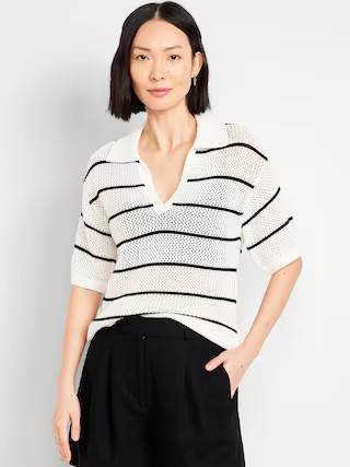 Open-Stitch Polo Sweater | Old Navy (US)