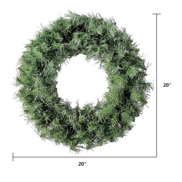 Holiday Time Non-Lit Basic Artificial Christmas Wreath, 20" - Walmart.com | Walmart (US)