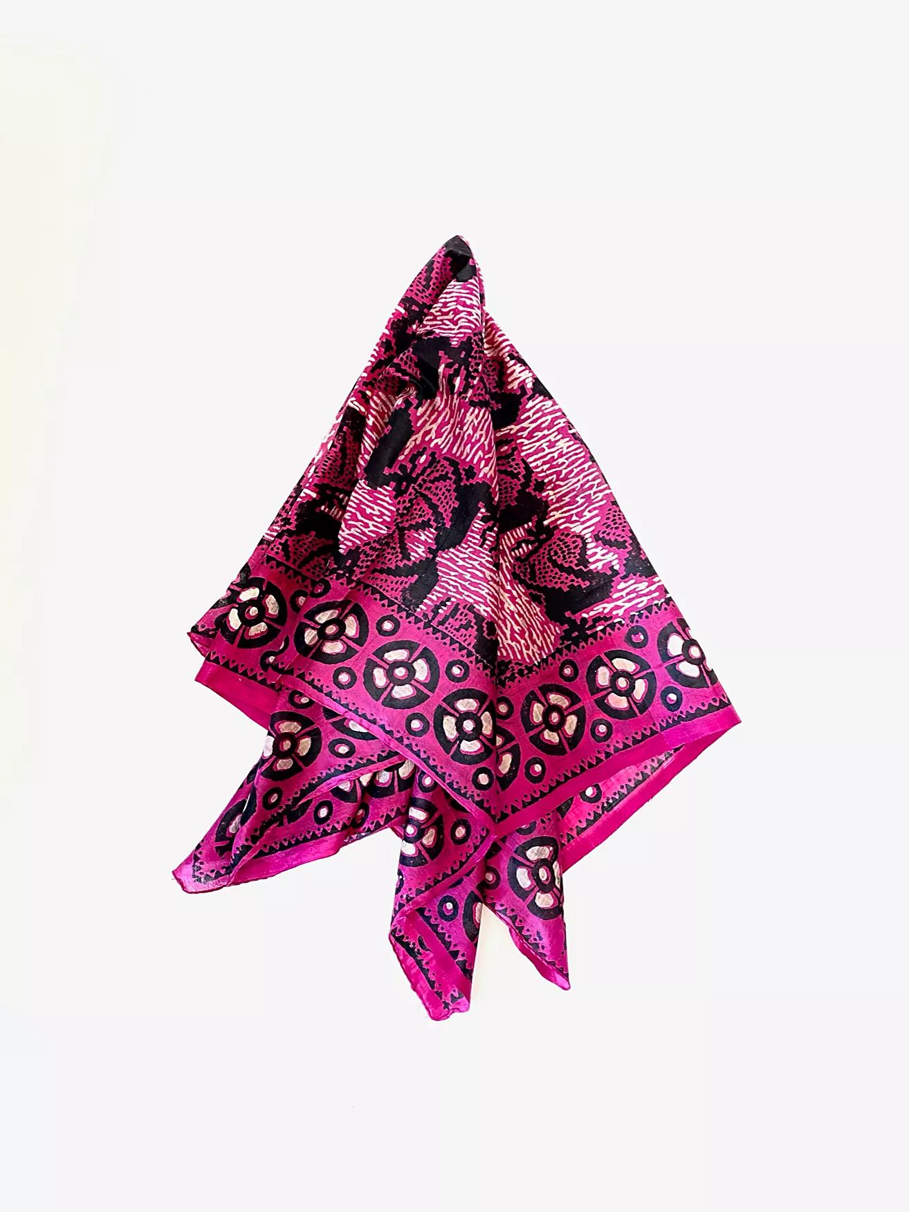 Vintage 1970s Old-Stock Fuchsia Animal Print Silk Scarf Selected By BusyLady Baca & The Goods | Free People (Global - UK&FR Excluded)