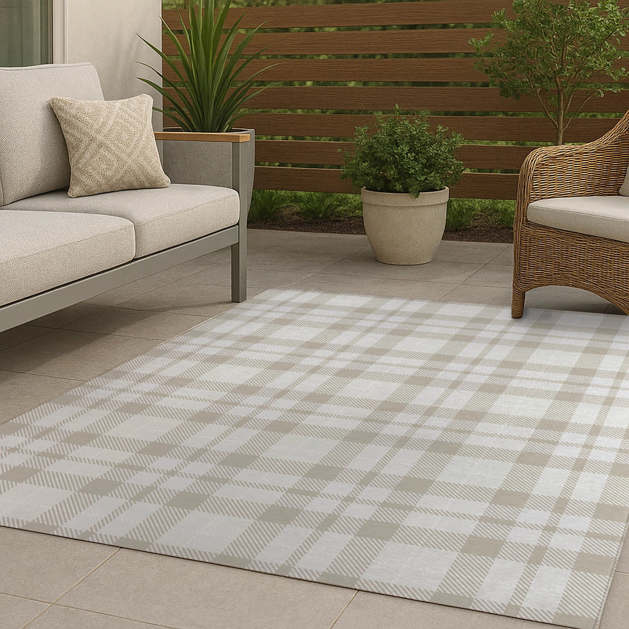 Gen Plaid Non-Slip Outdoor Rug | Wayfair North America