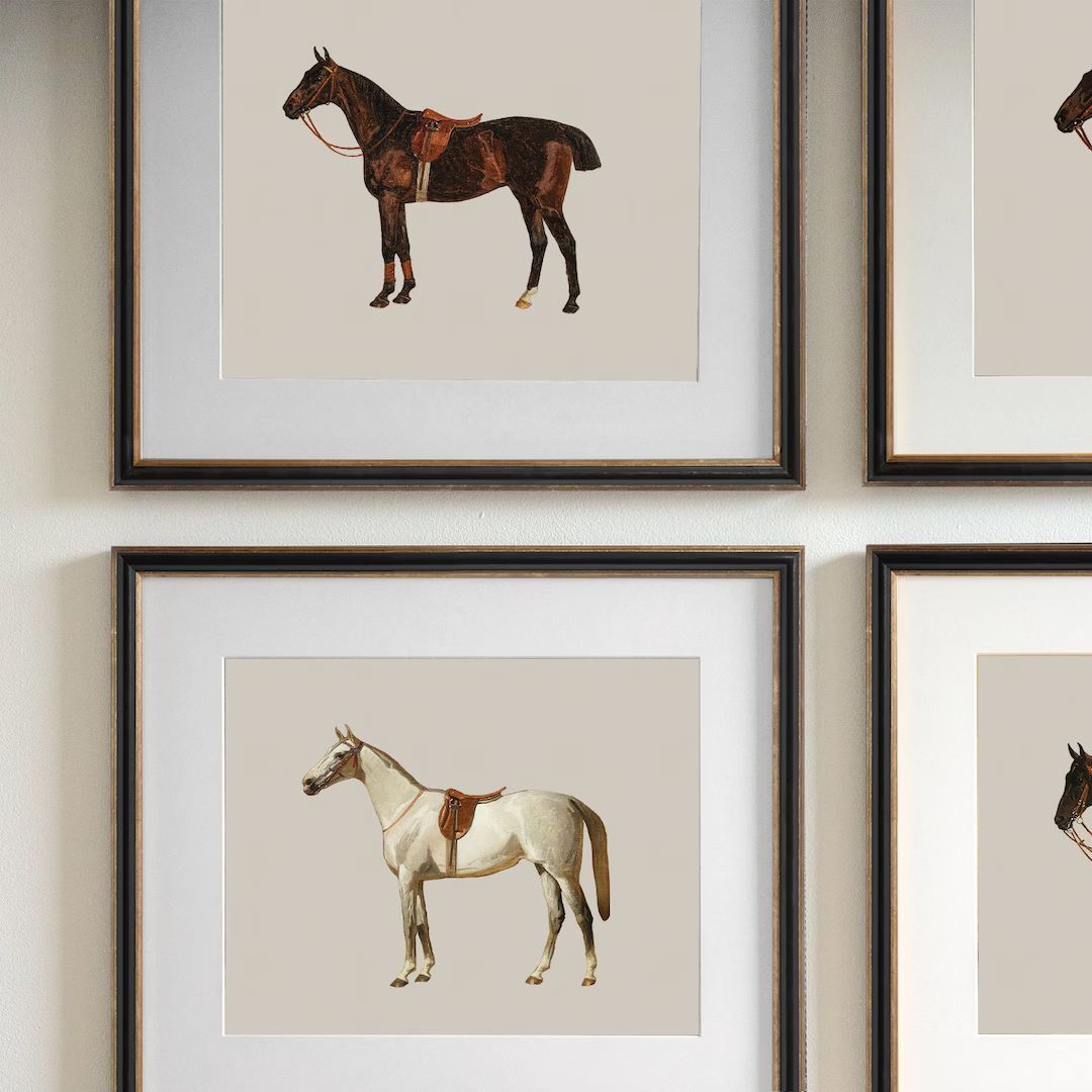 Equestrian Wall Art Prints, Vintage Horse Art Illustration for Rustic Decor, Equestrian Art Print... | Etsy (US)